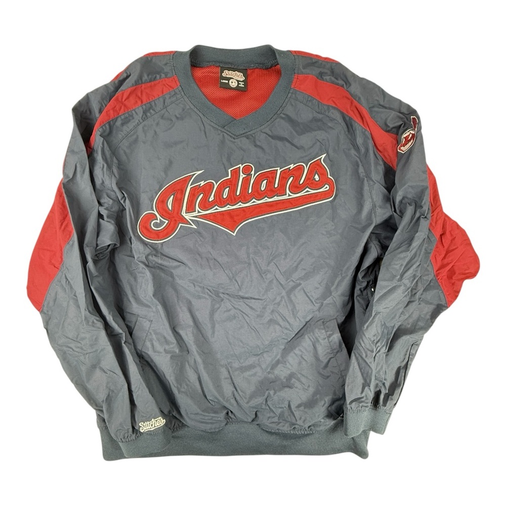 Cleveland Indians Vtg Stitches Windbreaker Jacket Side Zip Chief Wahoo